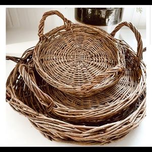 Antique farmhouse willow basket tray set